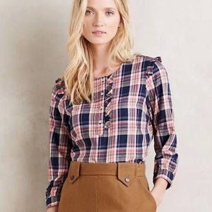 Anthropologie Plaid Top